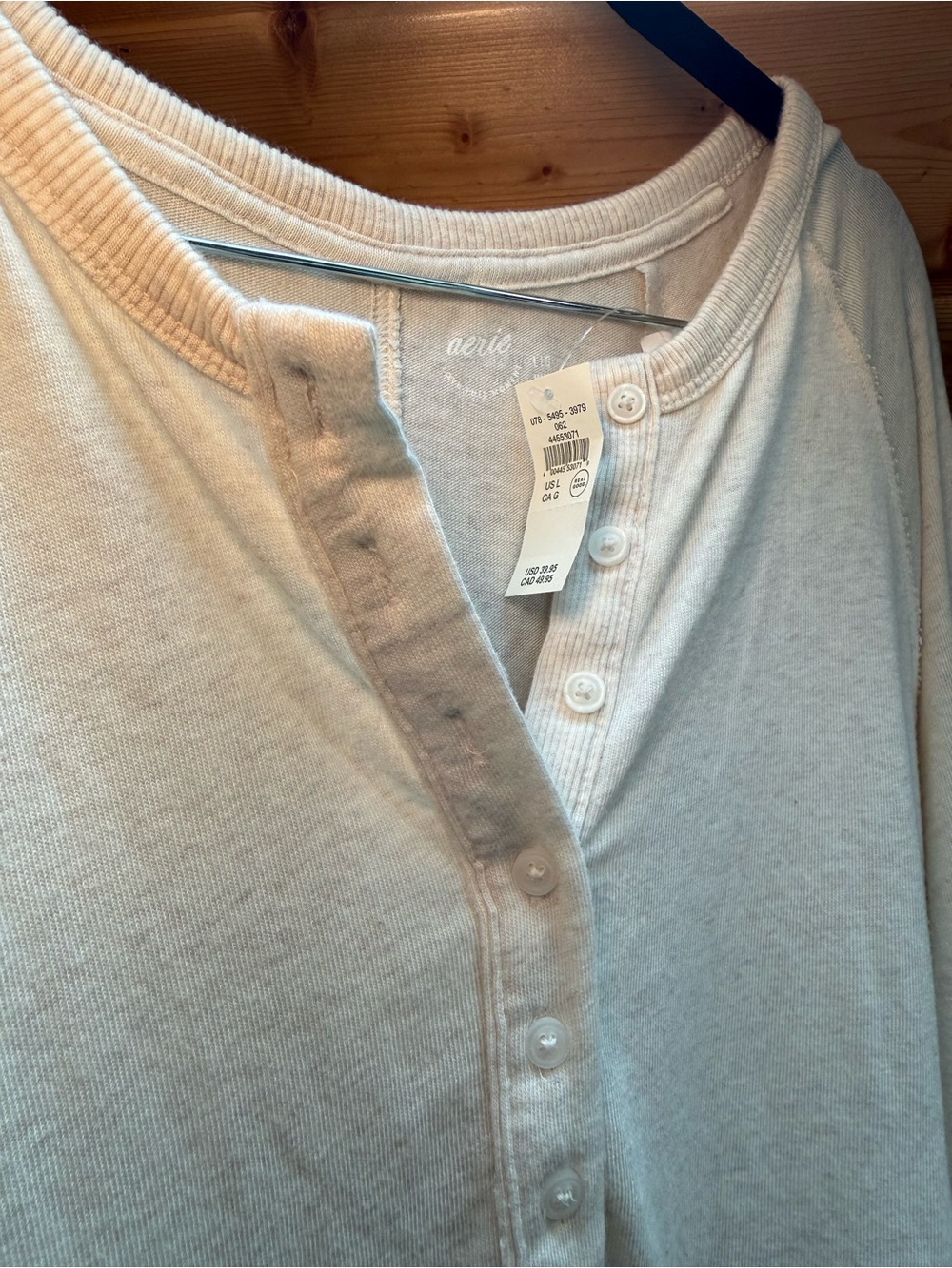 Women's Cream Long-Sleeve Henley Top - NWT - Picture 3 of 3